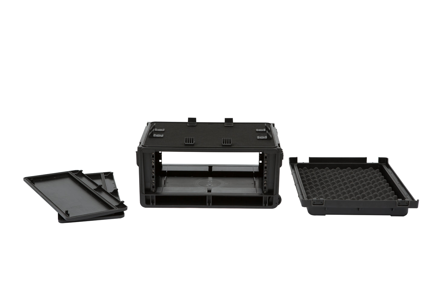 Injection Mold Laptop 4U Rack with wheels and pull handle