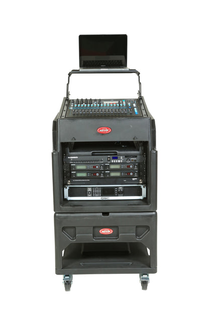 Gig Rig: 12U Top Rack, 8U Front Rack w rear rails, Built-in pedestal