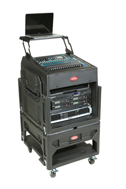 Gig Rig: 12U Top Rack, 8U Front Rack w rear rails, Built-in pedestal