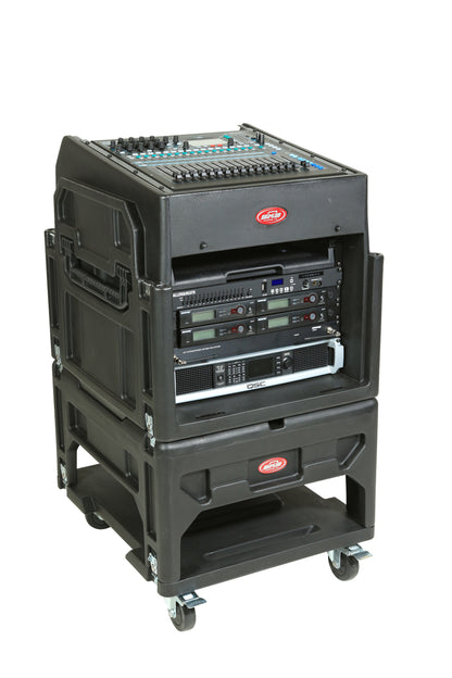 Gig Rig: 12U Top Rack, 8U Front Rack w rear rails, Built-in pedestal