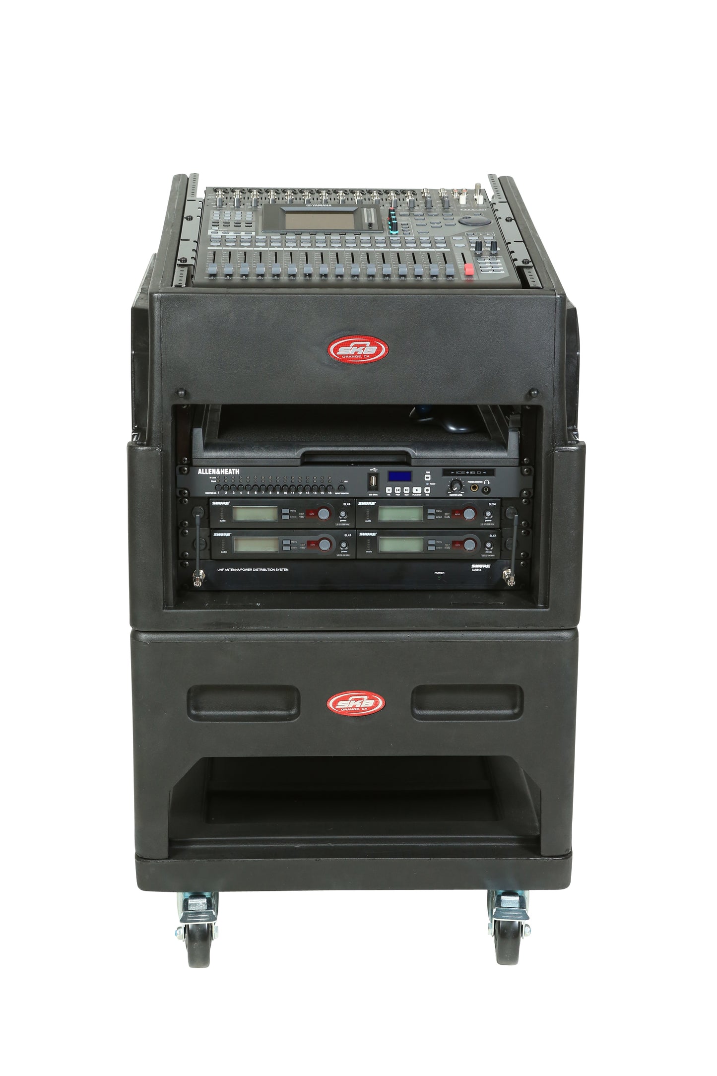 Mighty Gig Rig: 14U+ Top Rack, 6U Front Rack w rear rails, Built-in pedestal