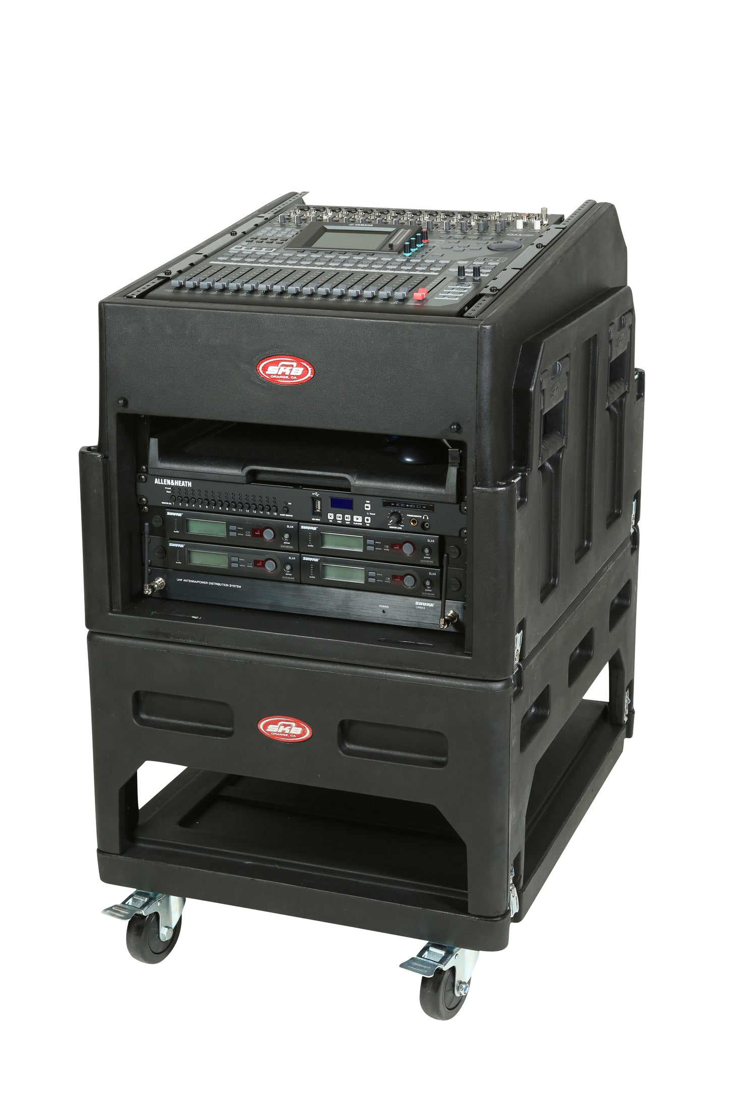 Mighty Gig Rig: 14U+ Top Rack, 6U Front Rack w rear rails, Built-in pedestal