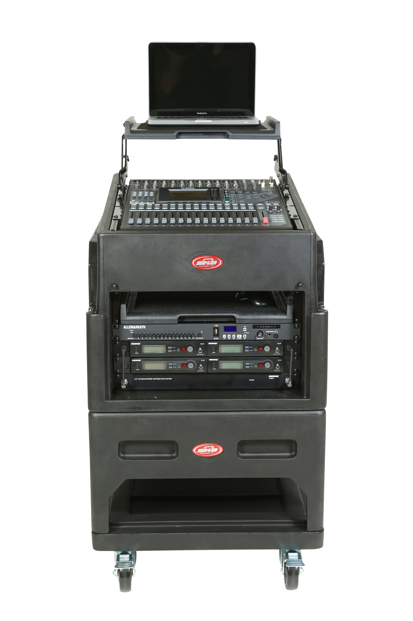 Mighty Gig Rig: 14U+ Top Rack, 6U Front Rack w rear rails, Built-in pedestal