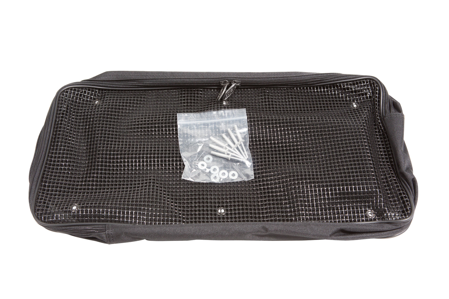 Small accessory pocket 20 x 10 x 3 with hardware to attach to case lids
