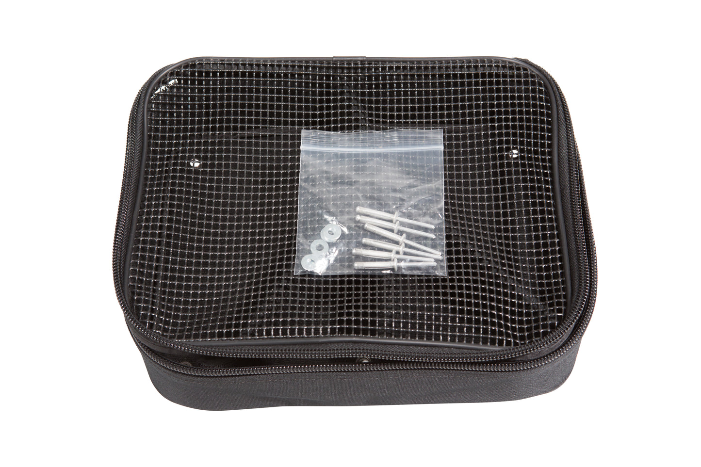 Caster accessory bag with compartments 12 x 9.5 x 3.5 with hardware