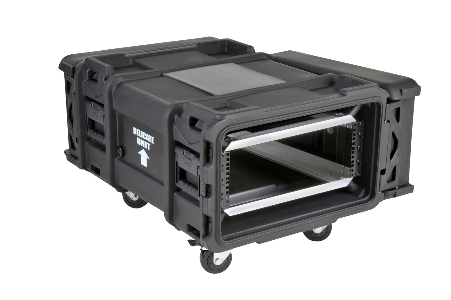 4U Shock Rack 28 deep x 14 high, w square holes large round rack mount holes