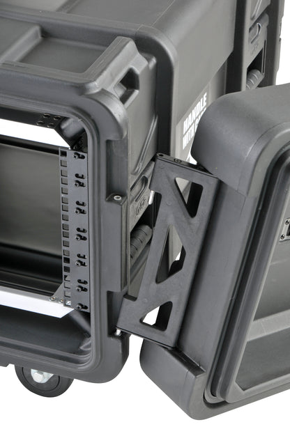 6U Shock Rack 28 deep x 14 high, w square holes large round rack mount holes