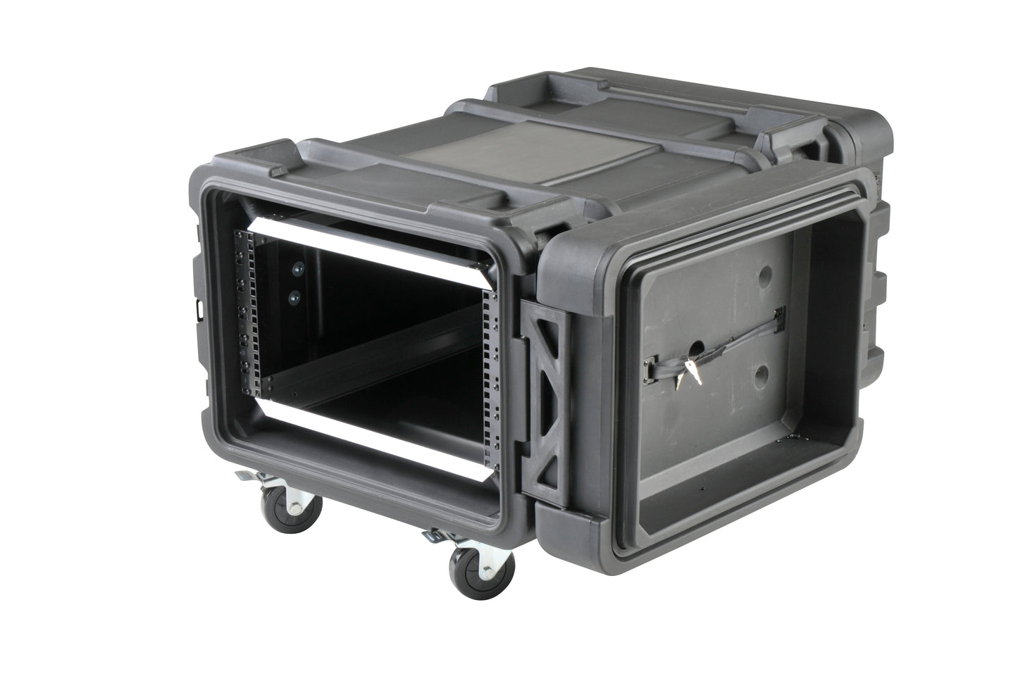 6U Shock Rack 28 deep x 14 high, w square holes large round rack mount holes