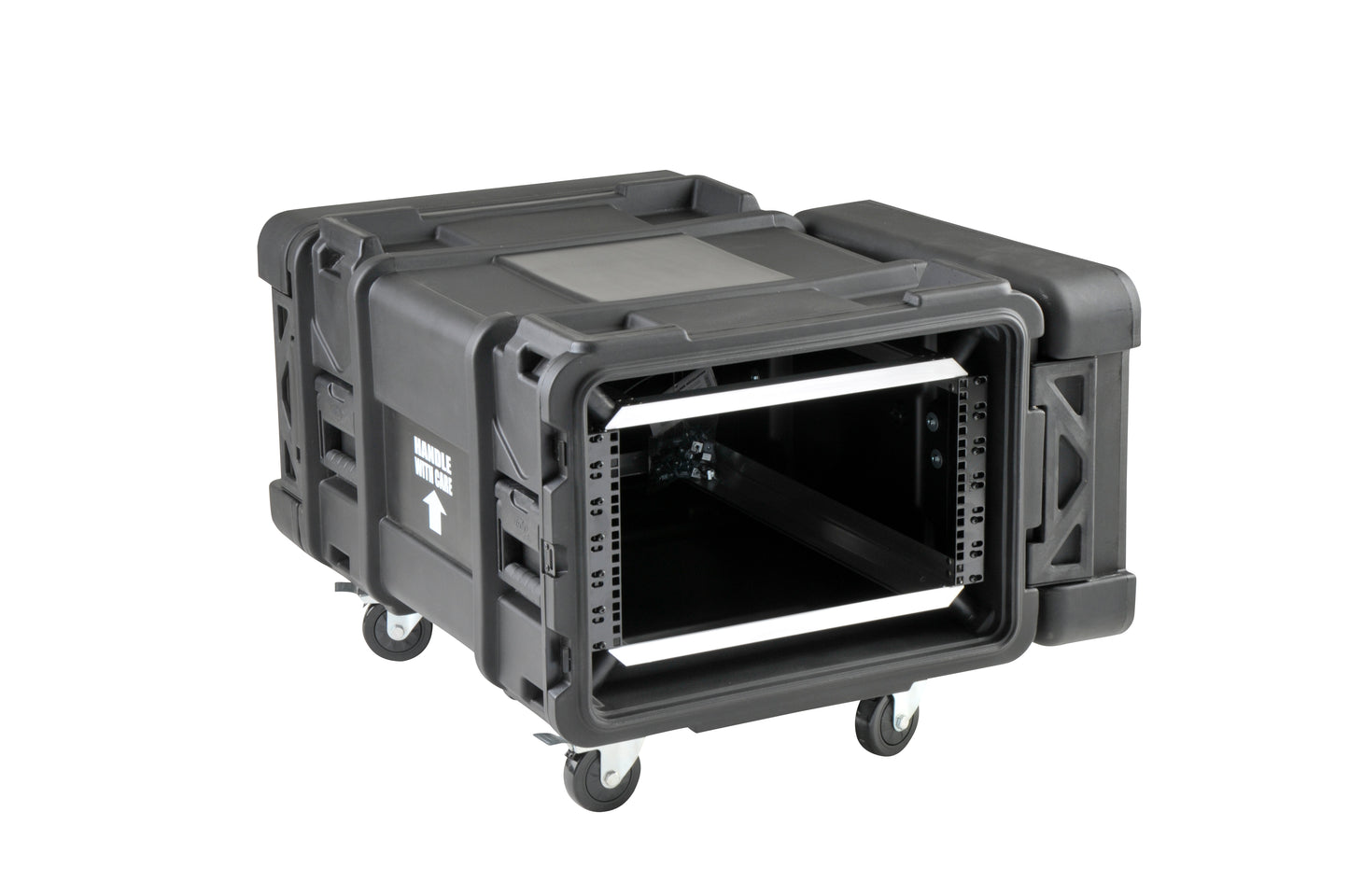 6U Shock Rack 28 deep x 14 high, w square holes large round rack mount holes