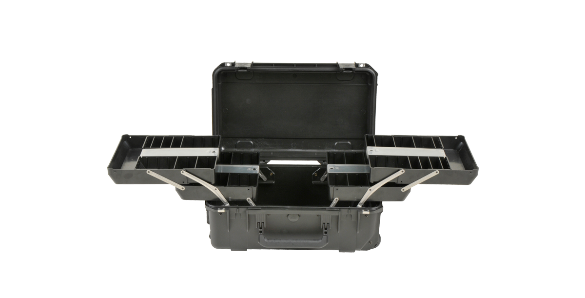 iSeries Tool/Tech Box With Pull Out Trays w/Wheels, Black