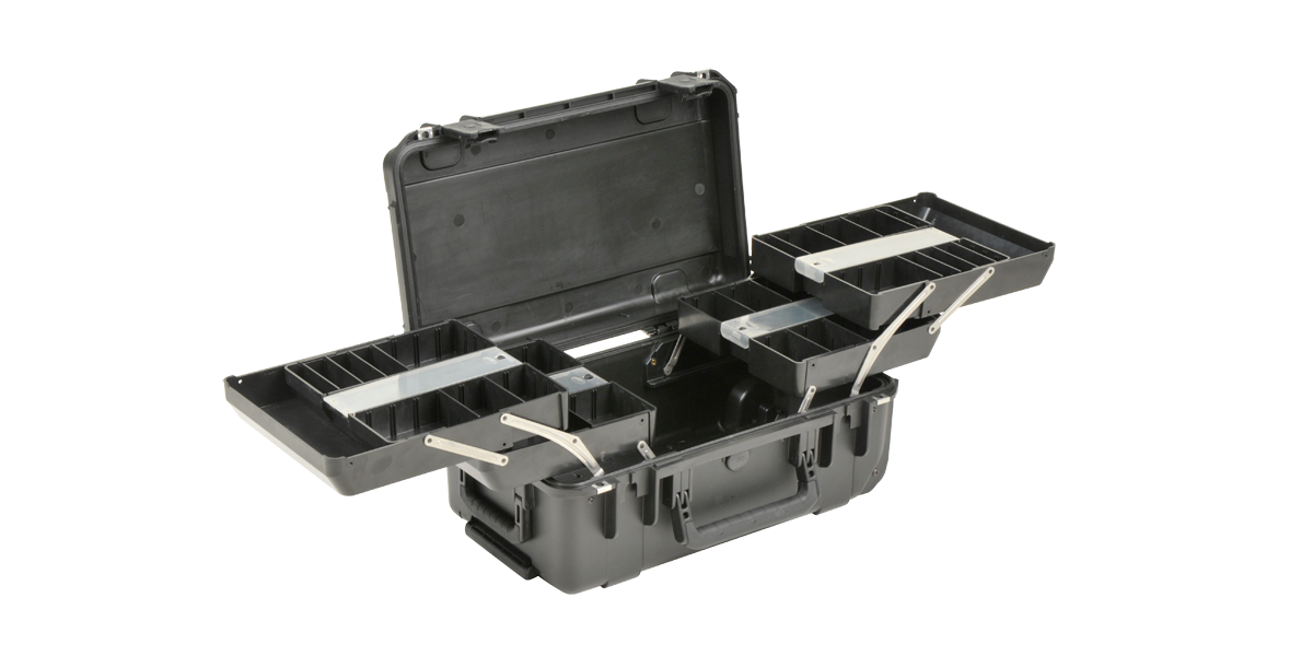 iSeries Tool/Tech Box With Pull Out Trays w/Wheels, Black