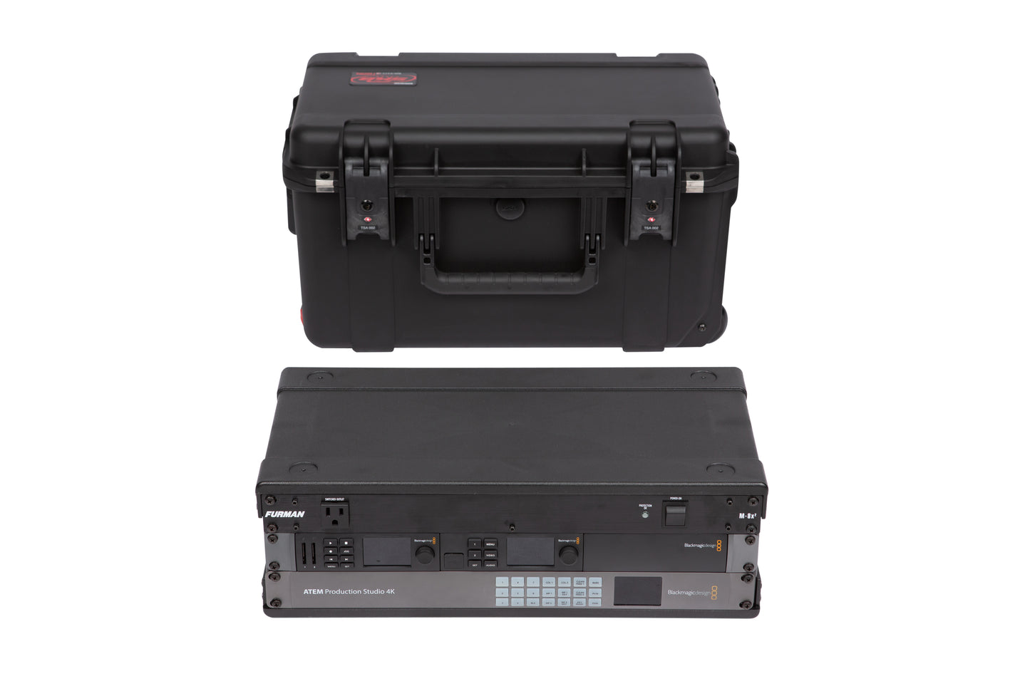 iSeries Case w Removeable 3U Injection Molded 9 Deep Rack Cage, TSA Latches, Wheels