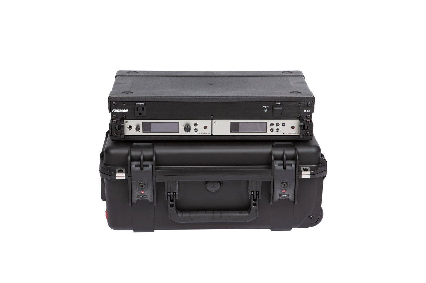 iSeries Case w Removeable 2U Injection Molded 9 Deep Rack Cage, Carry-on size, TSA Latches, Wheels