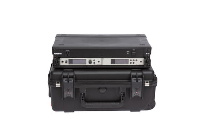 iSeries Case w Removeable 2U Injection Molded 9 Deep Rack Cage, Carry-on size, TSA Latches, Wheels