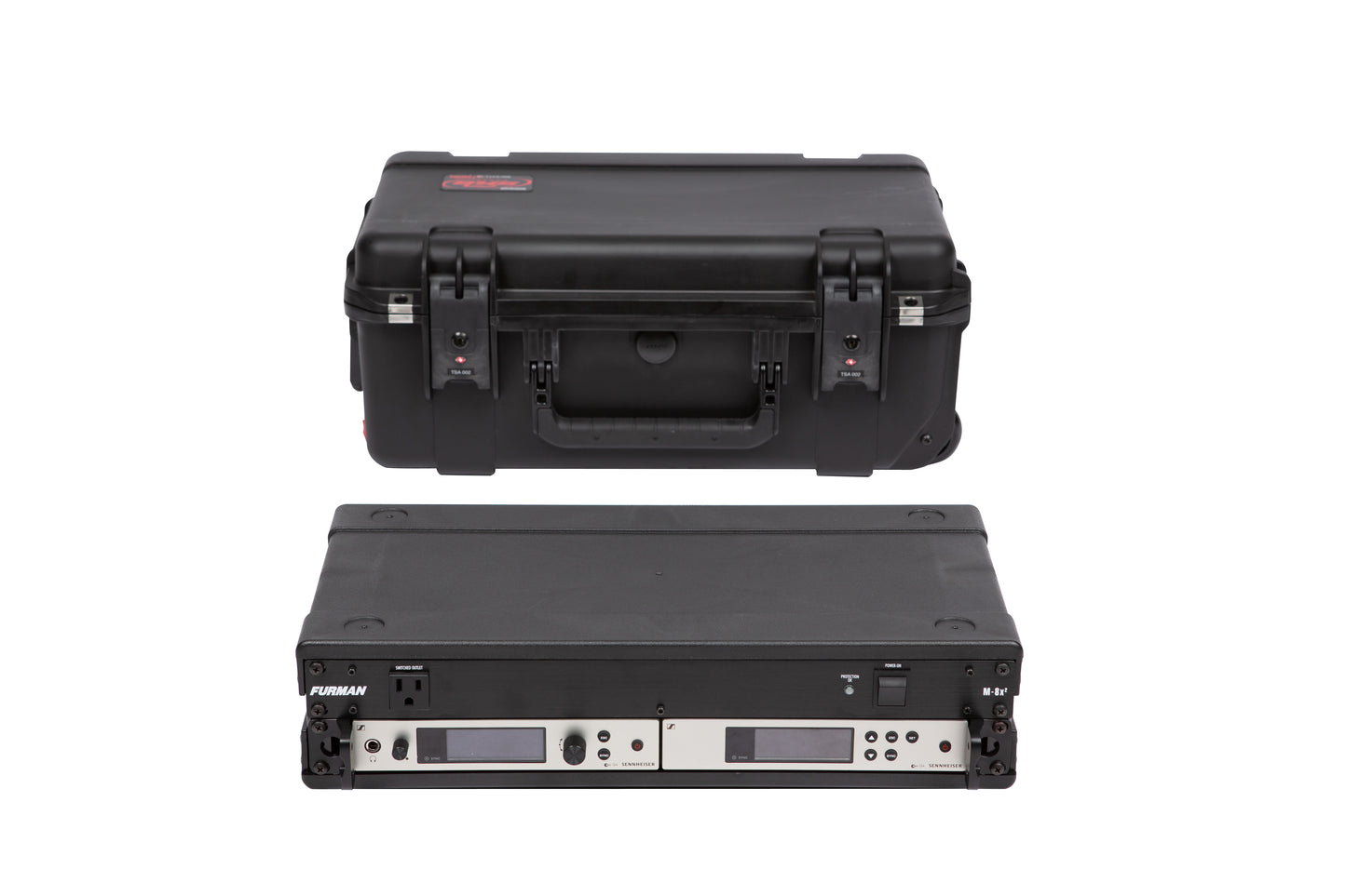 iSeries Case w Removeable 2U Injection Molded 9 Deep Rack Cage, Carry-on size, TSA Latches, Wheels