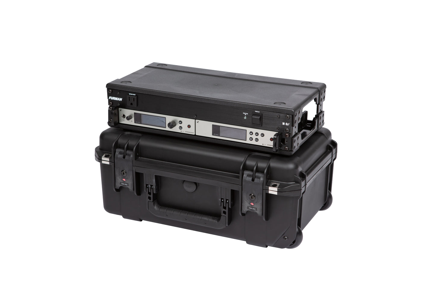 iSeries Case w Removeable 2U Injection Molded 9 Deep Rack Cage, Carry-on size, TSA Latches, Wheels