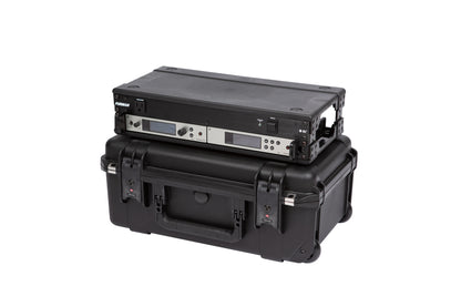 iSeries Case w Removeable 2U Injection Molded 9 Deep Rack Cage, Carry-on size, TSA Latches, Wheels