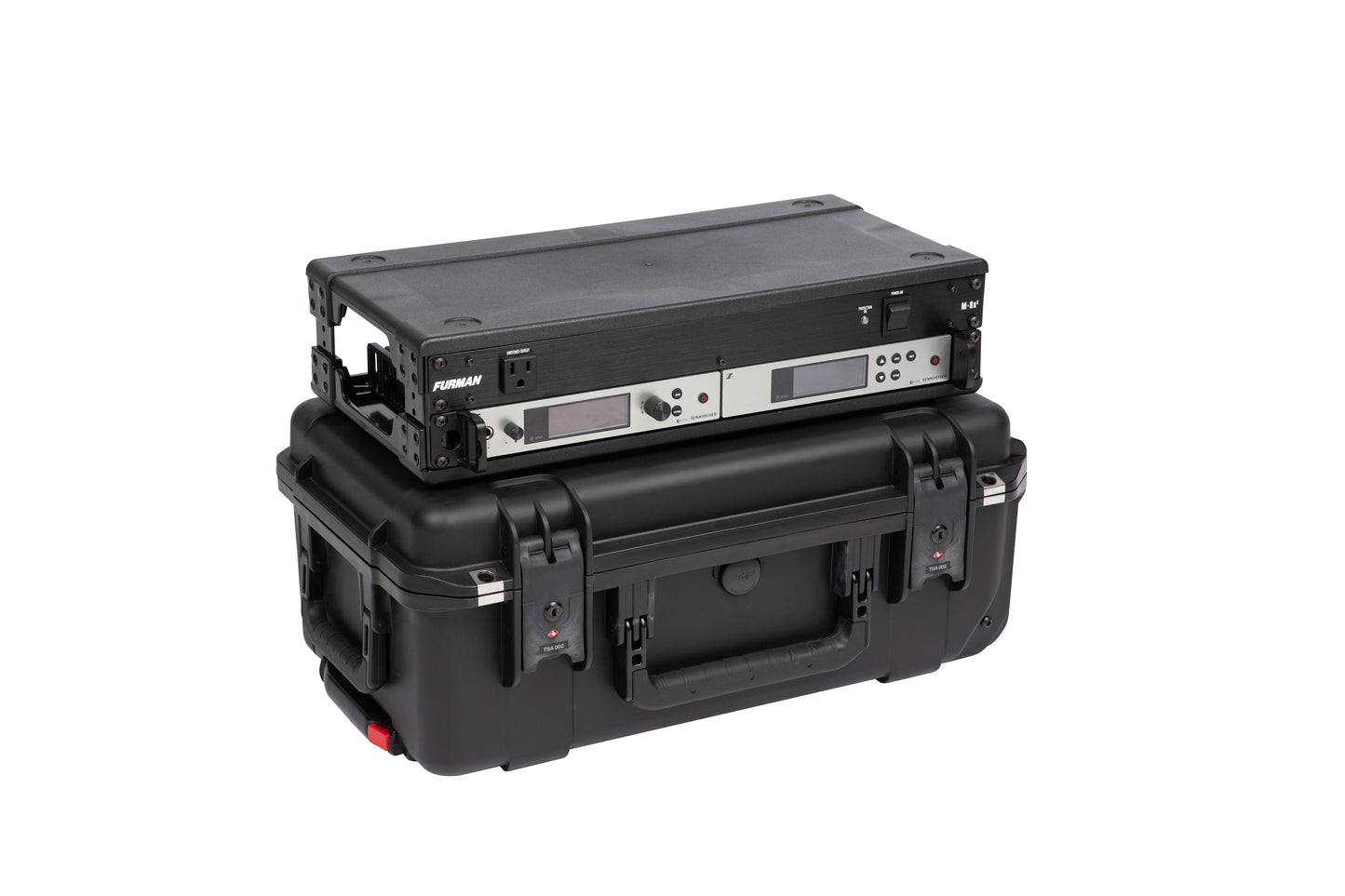 iSeries Case w Removeable 2U Injection Molded 9 Deep Rack Cage, Carry-on size, TSA Latches, Wheels