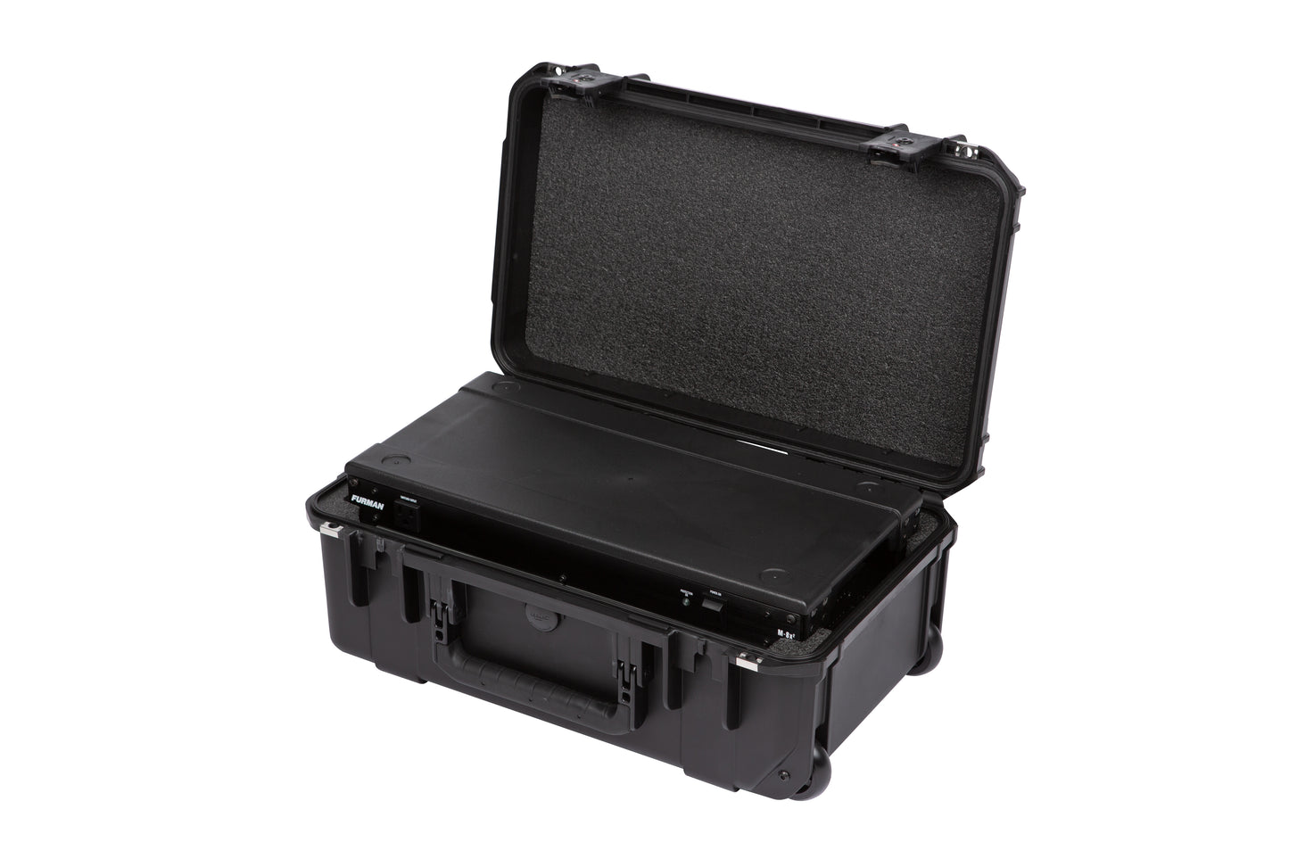 iSeries Case w Removeable 2U Injection Molded 9 Deep Rack Cage, Carry-on size, TSA Latches, Wheels