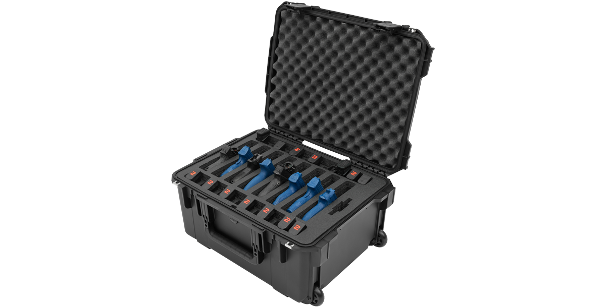 iSeries Multi Hand gun case, custom foam, 8 gun, Black
