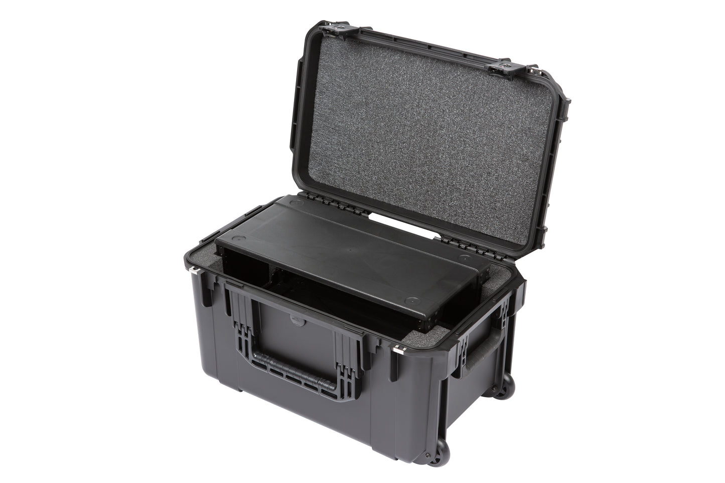 iSeries Case w Removeable 4U Injection Molded 9 Deep Rack Cage, TSA Latches, Wheels