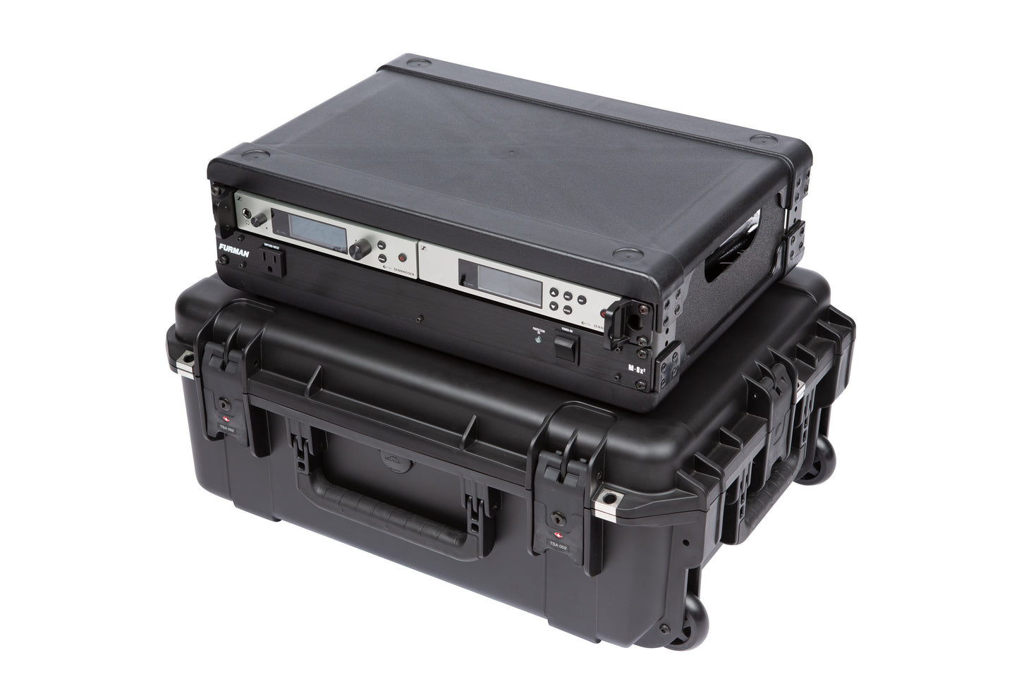 iSeries Case with Removeable 2U Injection Molded 13 Deep Rack Cage, TSA Latches, Wheels