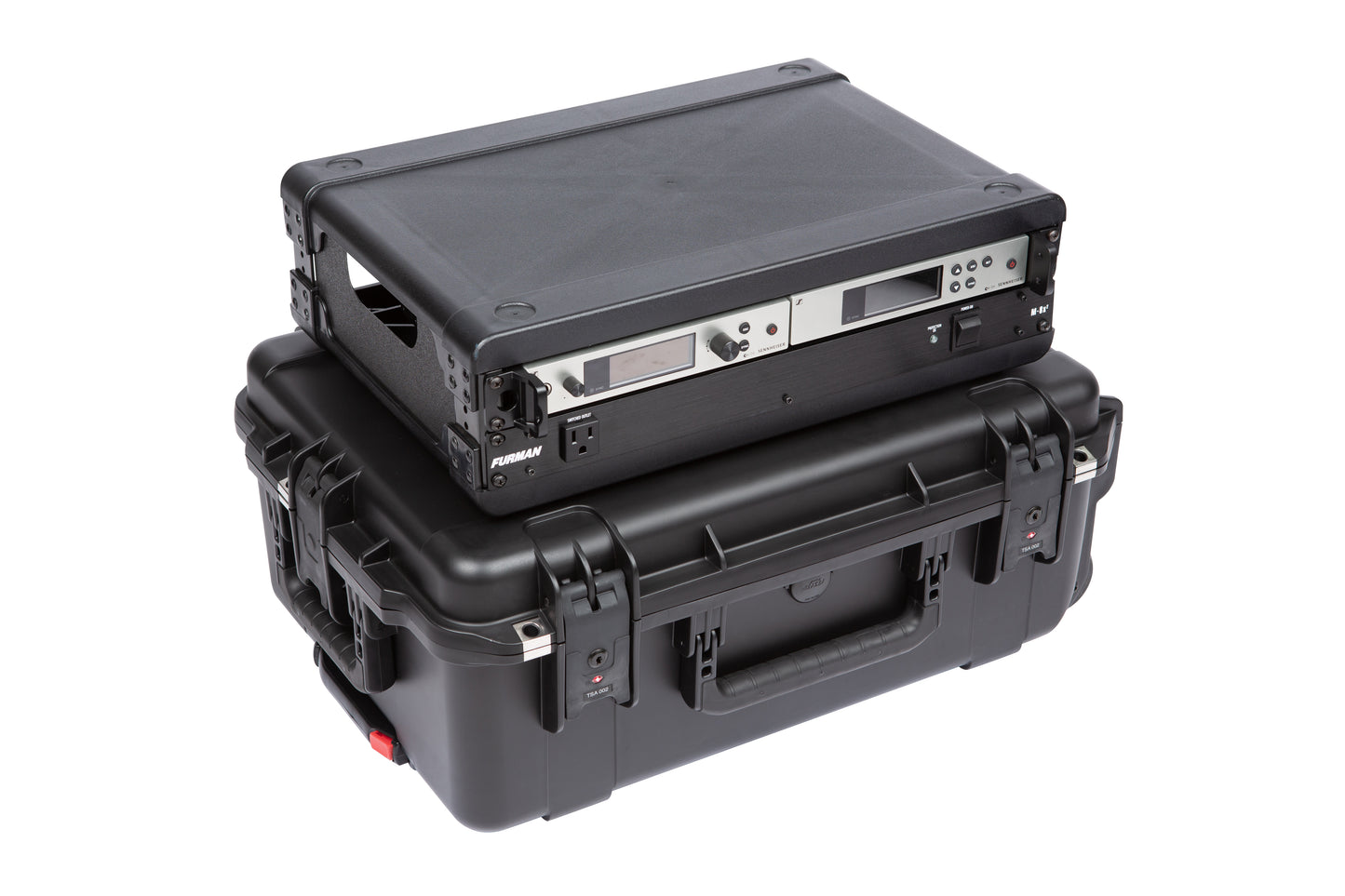 iSeries Case with Removeable 2U Injection Molded 13 Deep Rack Cage, TSA Latches, Wheels