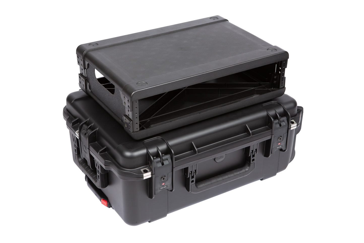 iSeries Case with Removeable 2U Injection Molded 13 Deep Rack Cage, TSA Latches, Wheels