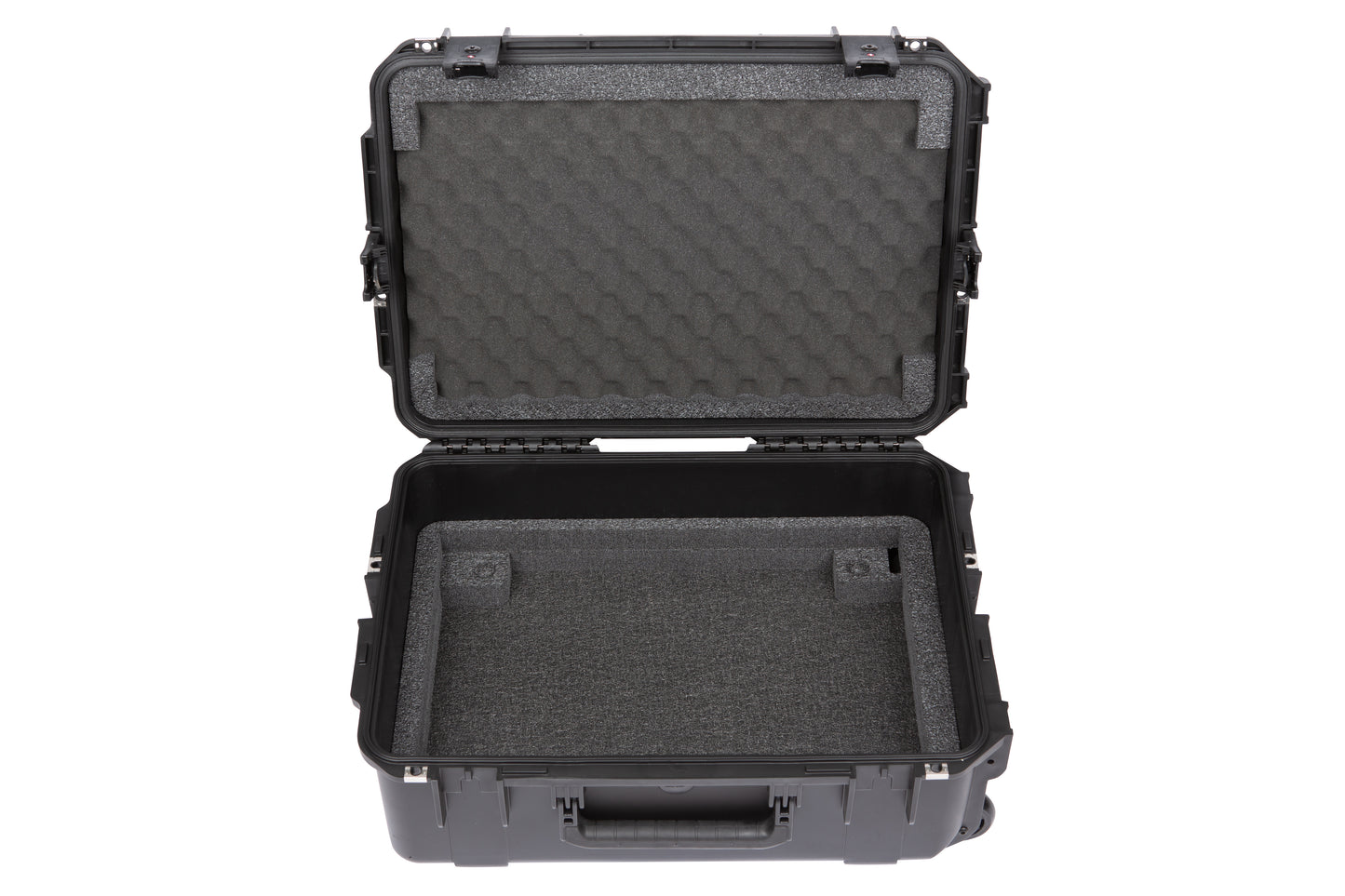 iSeries Case with Removeable 2U Injection Molded 13 Deep Rack Cage, TSA Latches, Wheels