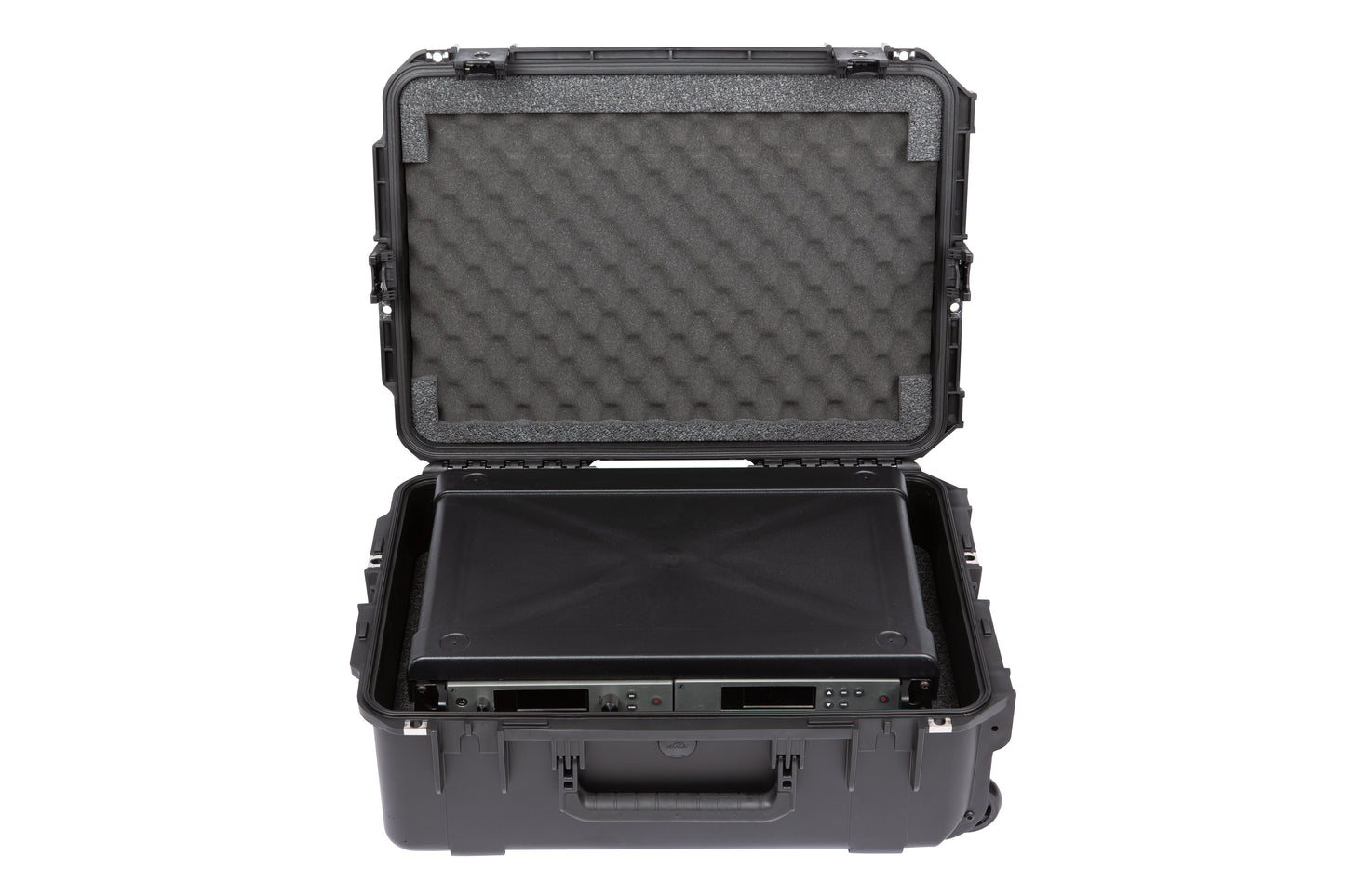iSeries Case with Removeable 2U Injection Molded 13 Deep Rack Cage, TSA Latches, Wheels
