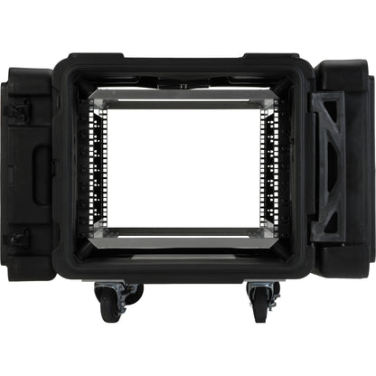 8U Shock Rack 28 deep x 14 high, w square holes large round rack mount holes